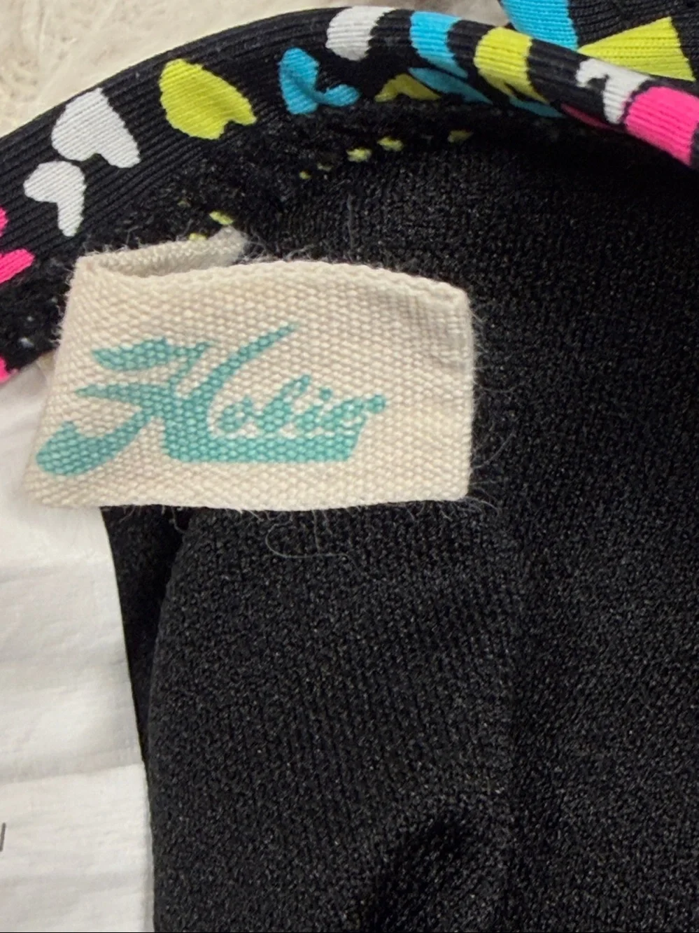 Hobie super cute one piece black with colorful hearts swimsuit 16 nwot